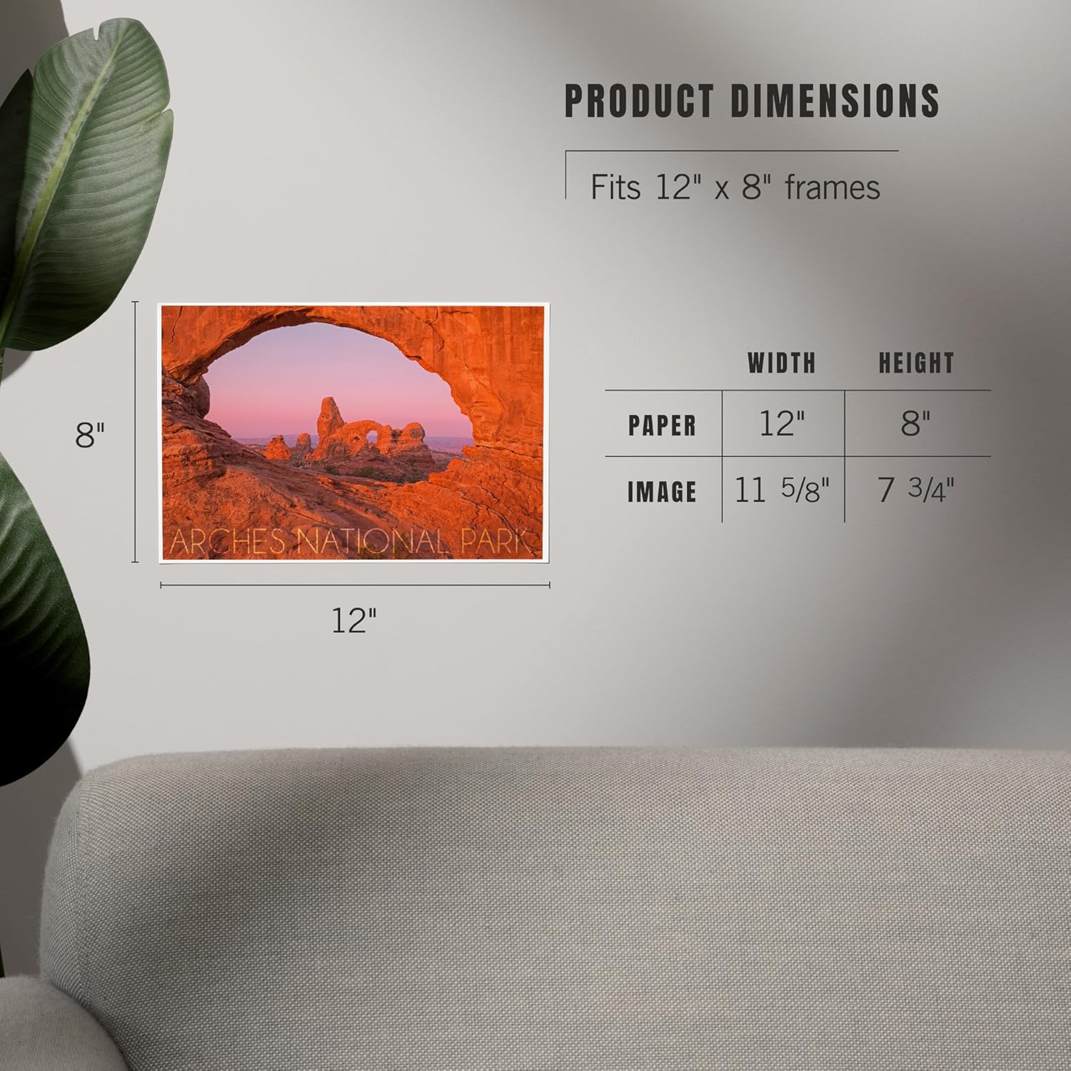 Lantern Press 8x12 Art Print Arches National Park Utah Pink Sky