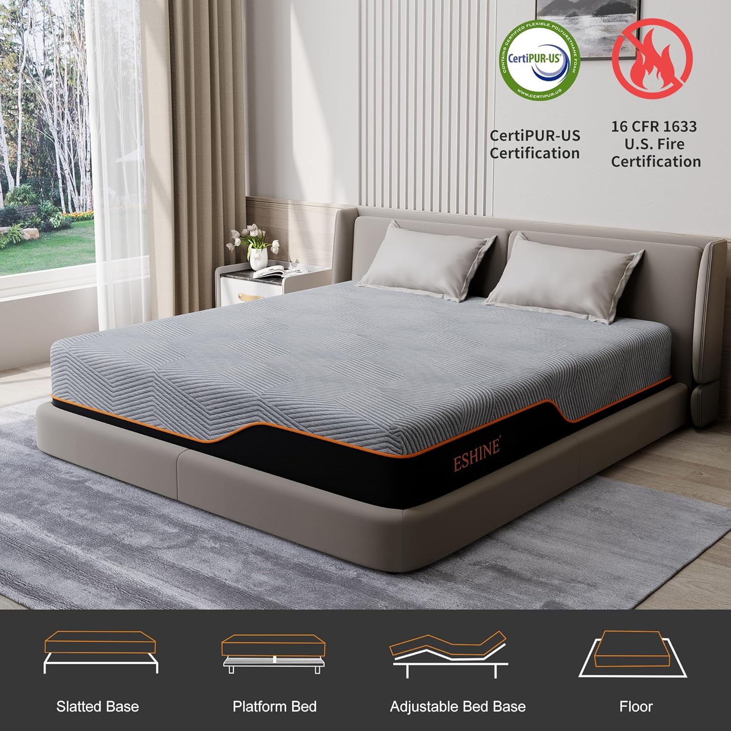ESHINE 14 Inch California King Gel Memory Foam Mattress