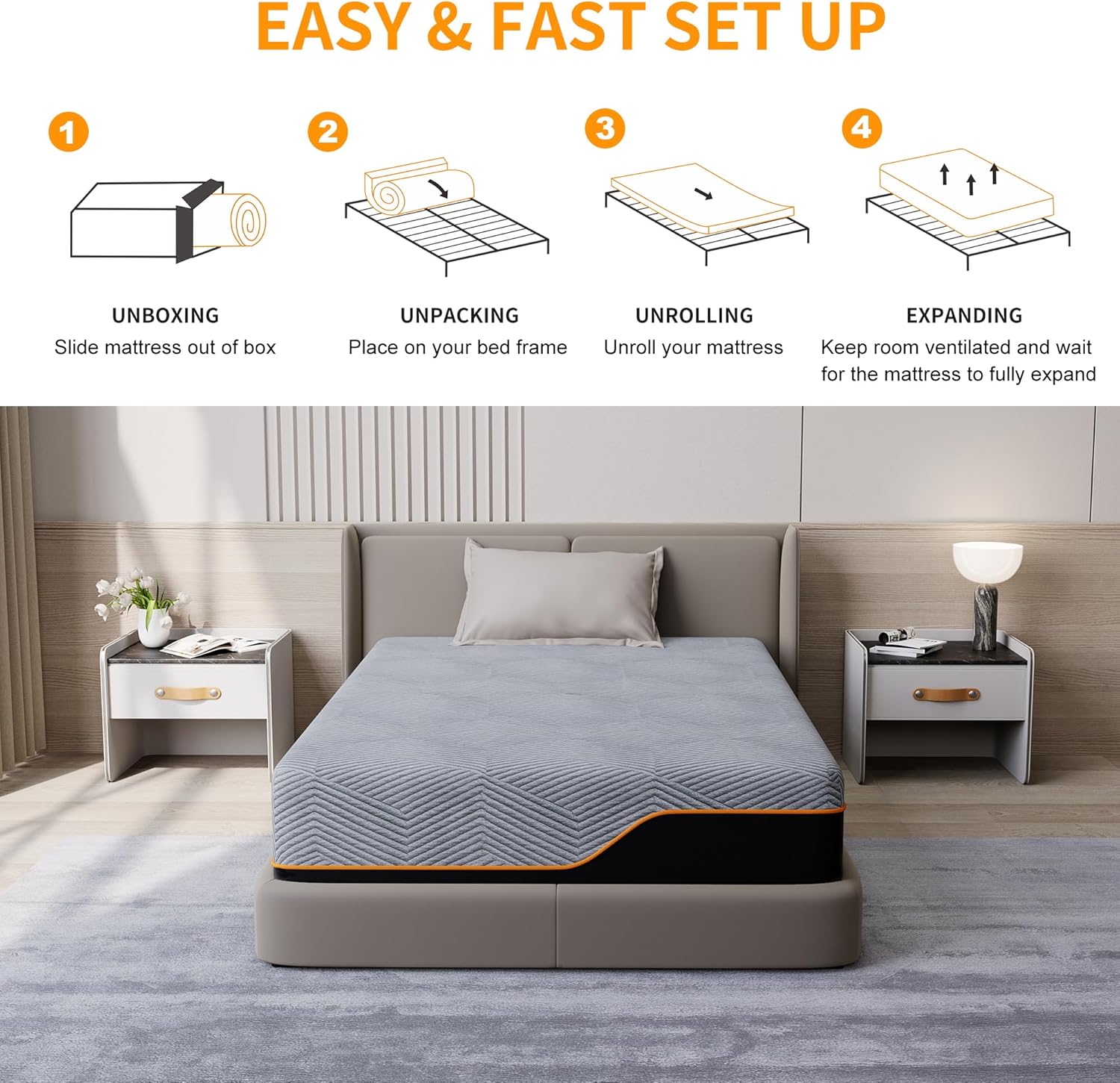 ESHINE 14 Inch Full Gel Memory Foam Mattress with Back Pain Relief