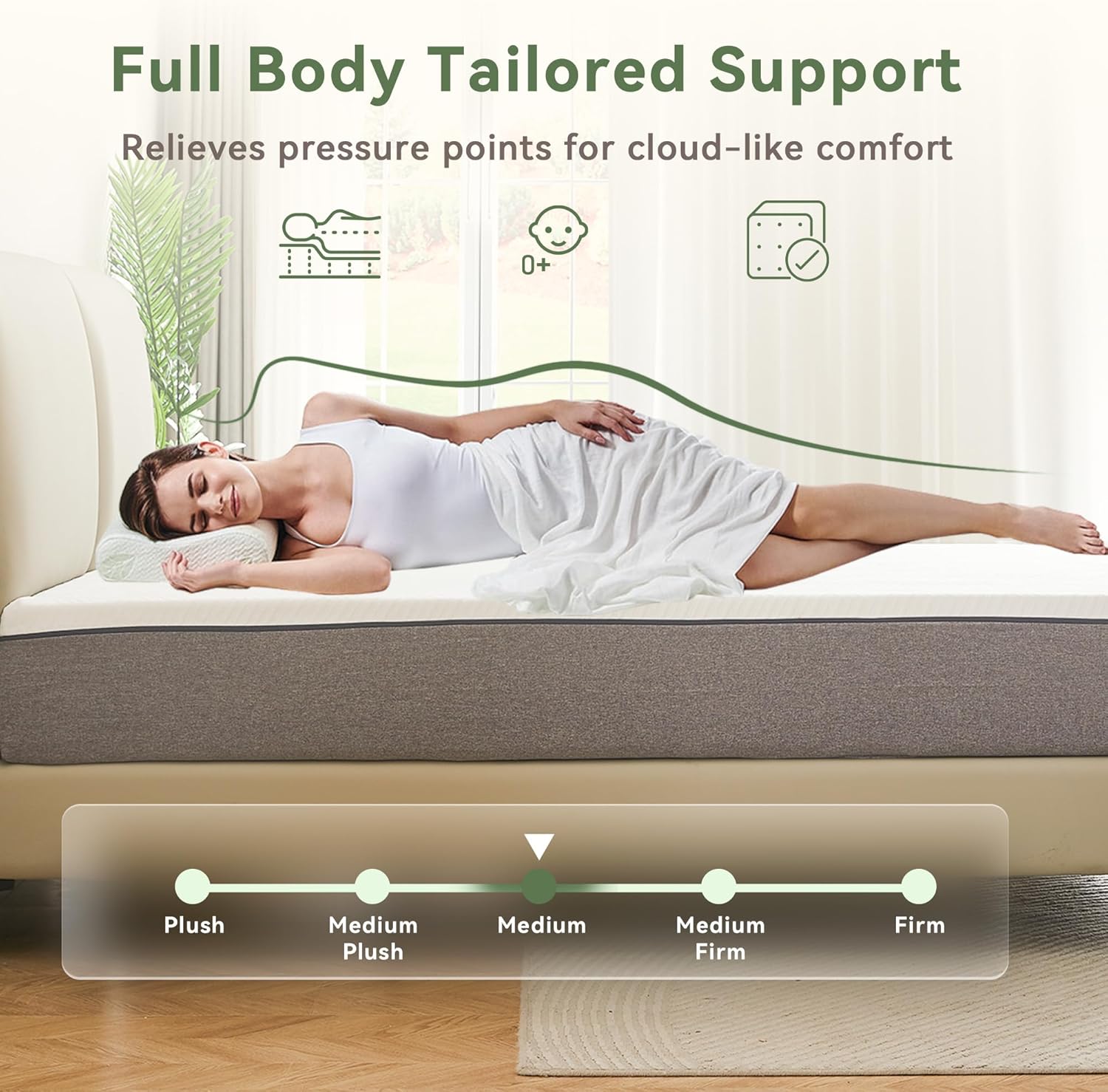 PicWooki 6 Inch Memory Foam Twin Mattress with Removable Cover