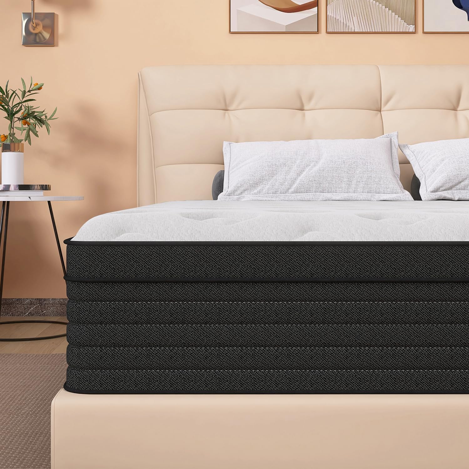 Aicehome Queen Mattress 14 Inch Pocket Spring Gel Memory Foam Medium Firm