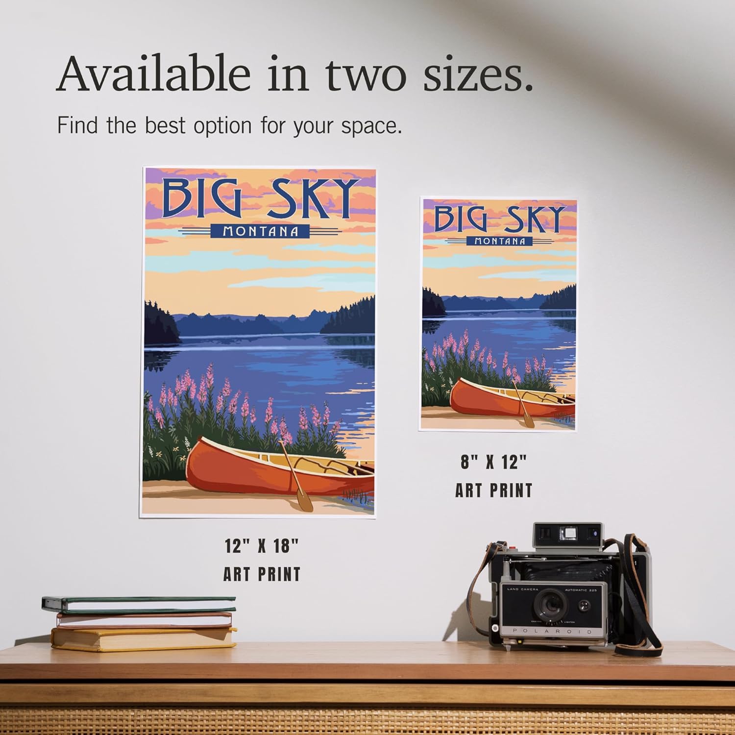 Lantern Press 12x18 Inch Art Print Big Sky Montana Canoe Lake