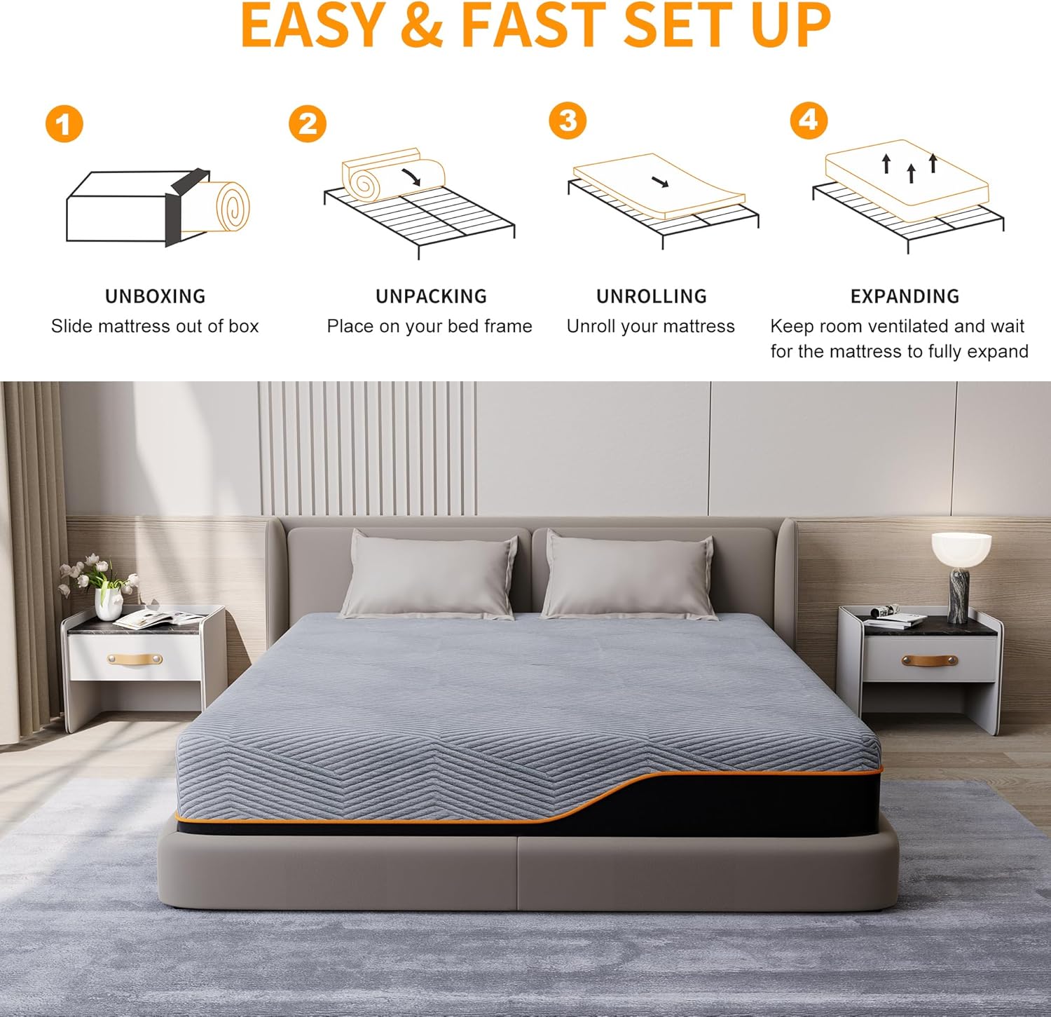 ESHINE 14 Inch California King Gel Memory Foam Mattress