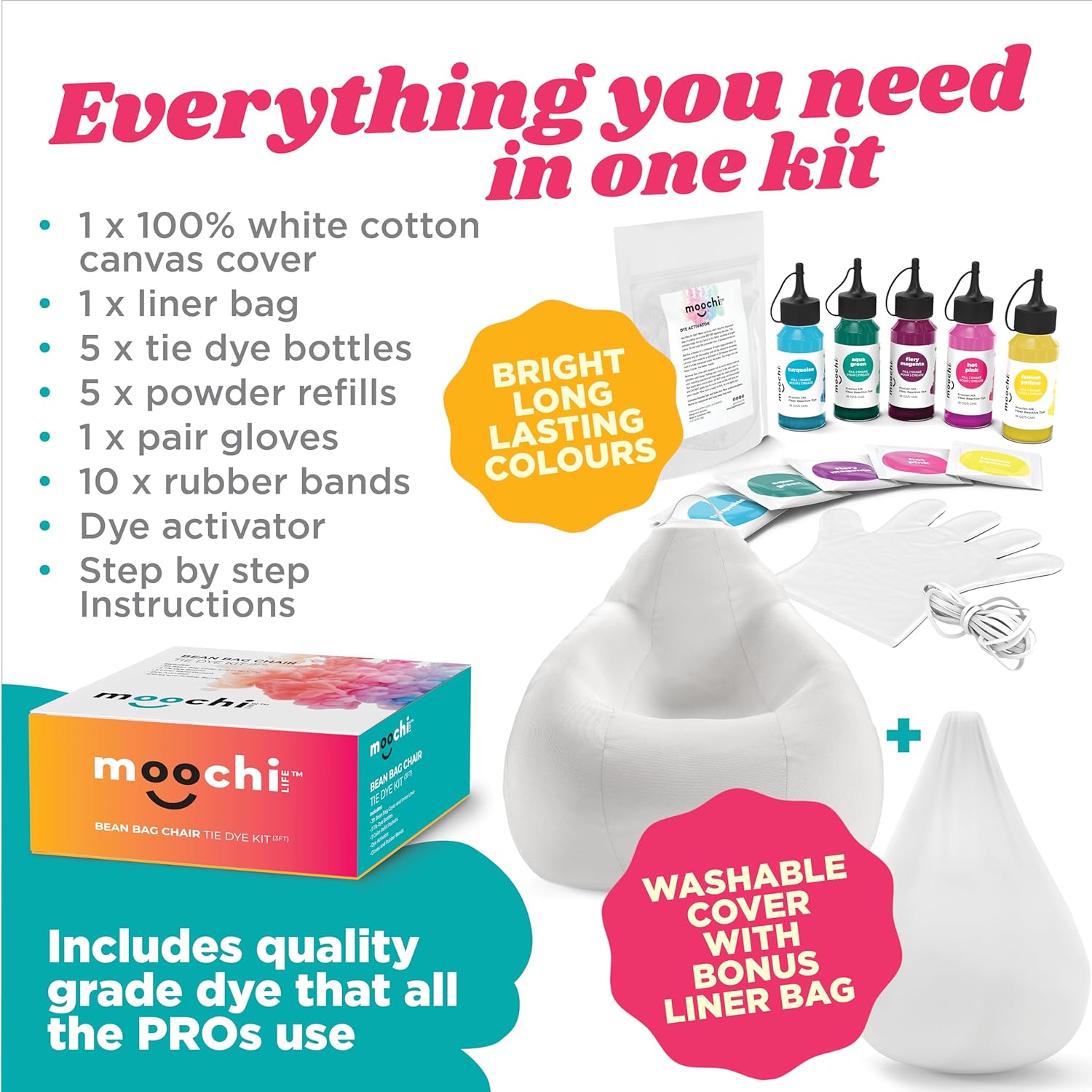 DIY Tie Dye Bean Bag Chair Cover Kit