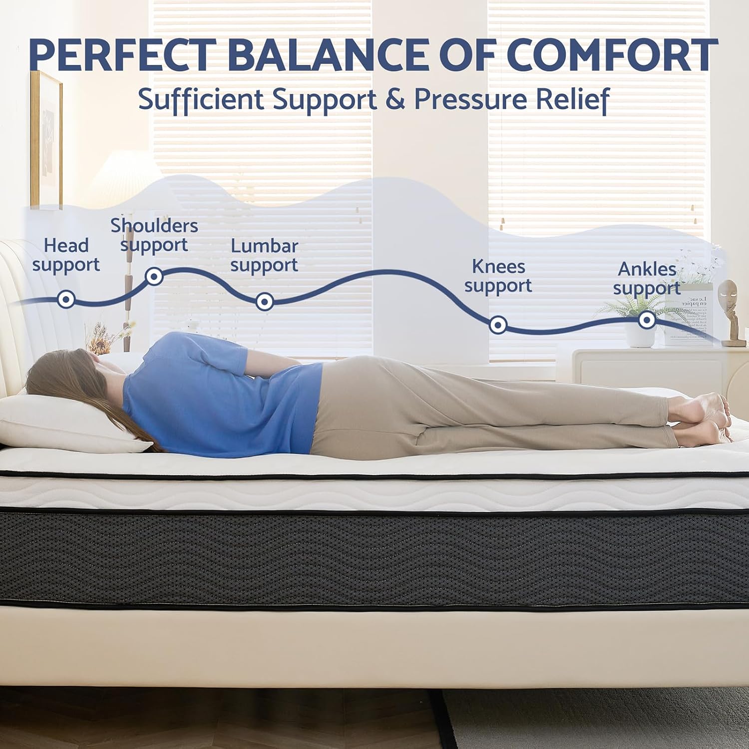 Bednew Queen Mattress 14 Inch Hybrid Comfort Support