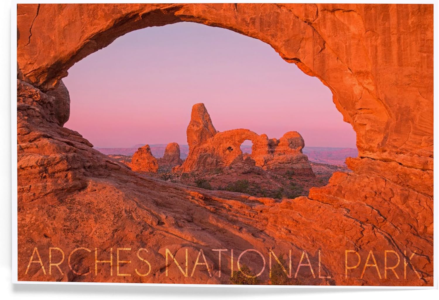Lantern Press 8x12 Art Print Arches National Park Utah Pink Sky