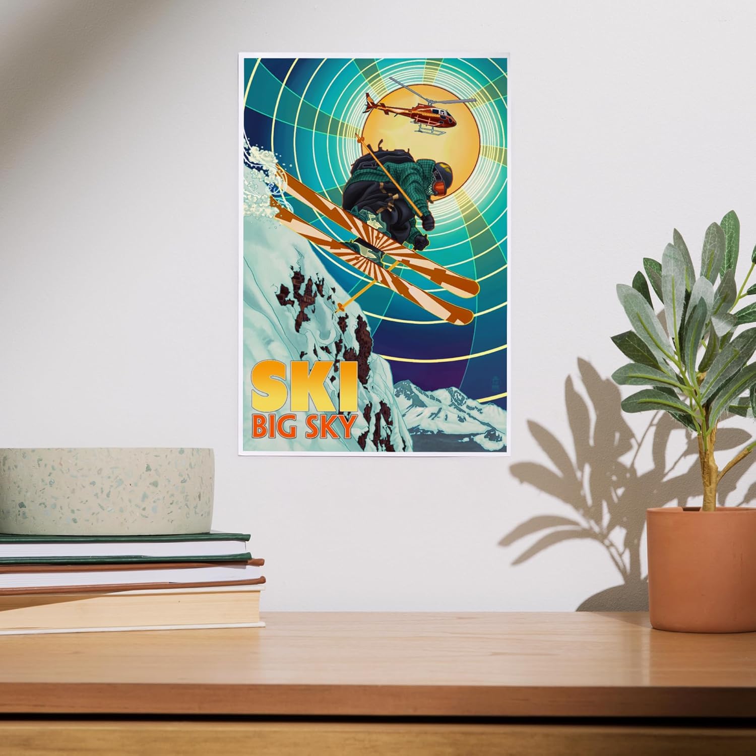 Lantern Press 8x12 Art Print Big Sky Montana Heli-Skiing