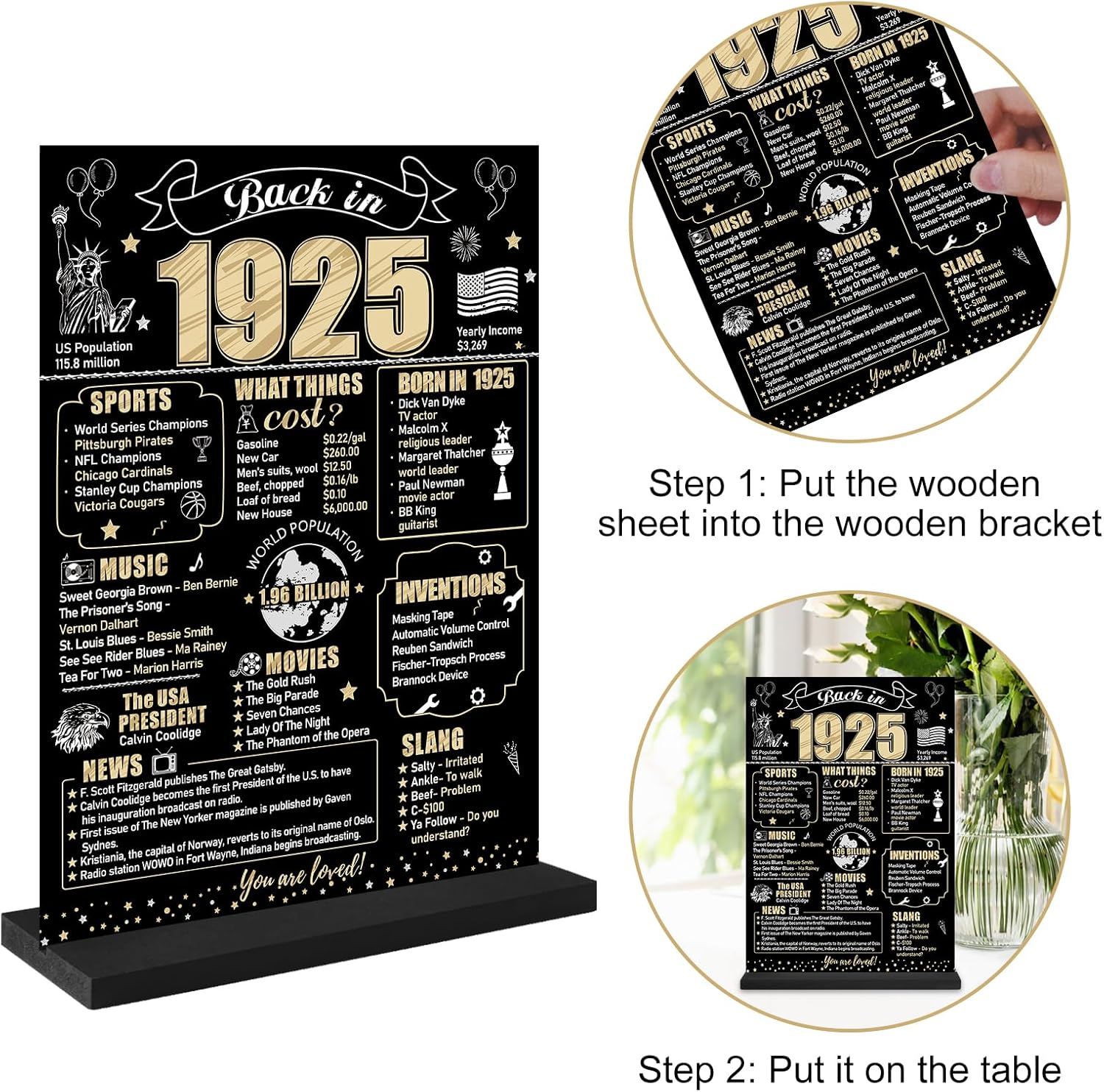 Eiurteao 100th Birthday Table Sign with Stand
