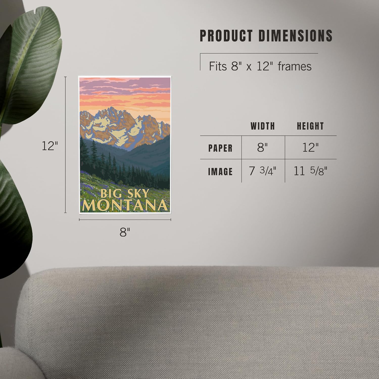 Lantern Press 8x12 Art Print Big Sky Montana Spring Flowers