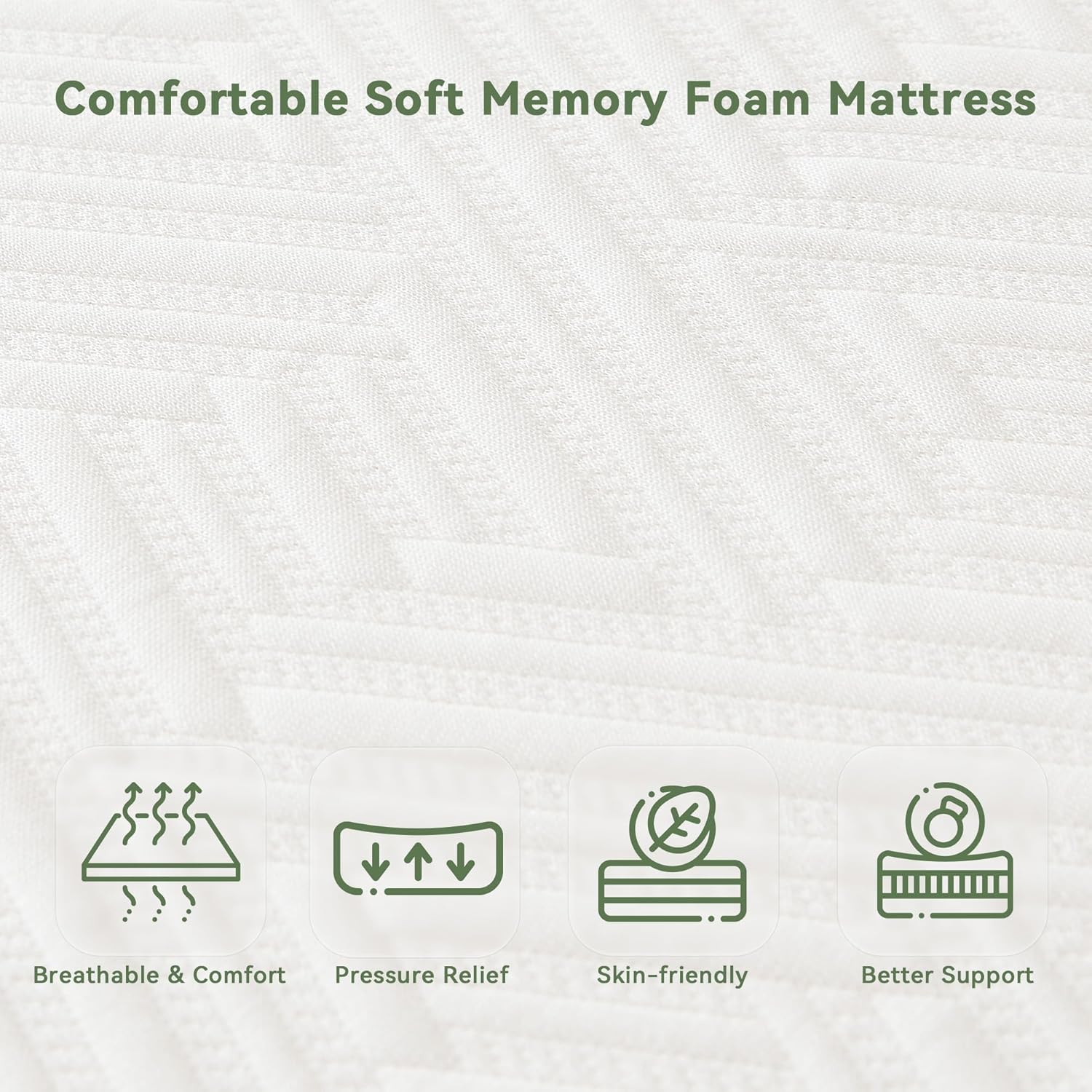 PicWooki 6 Inch Memory Foam Twin Mattress with Removable Cover