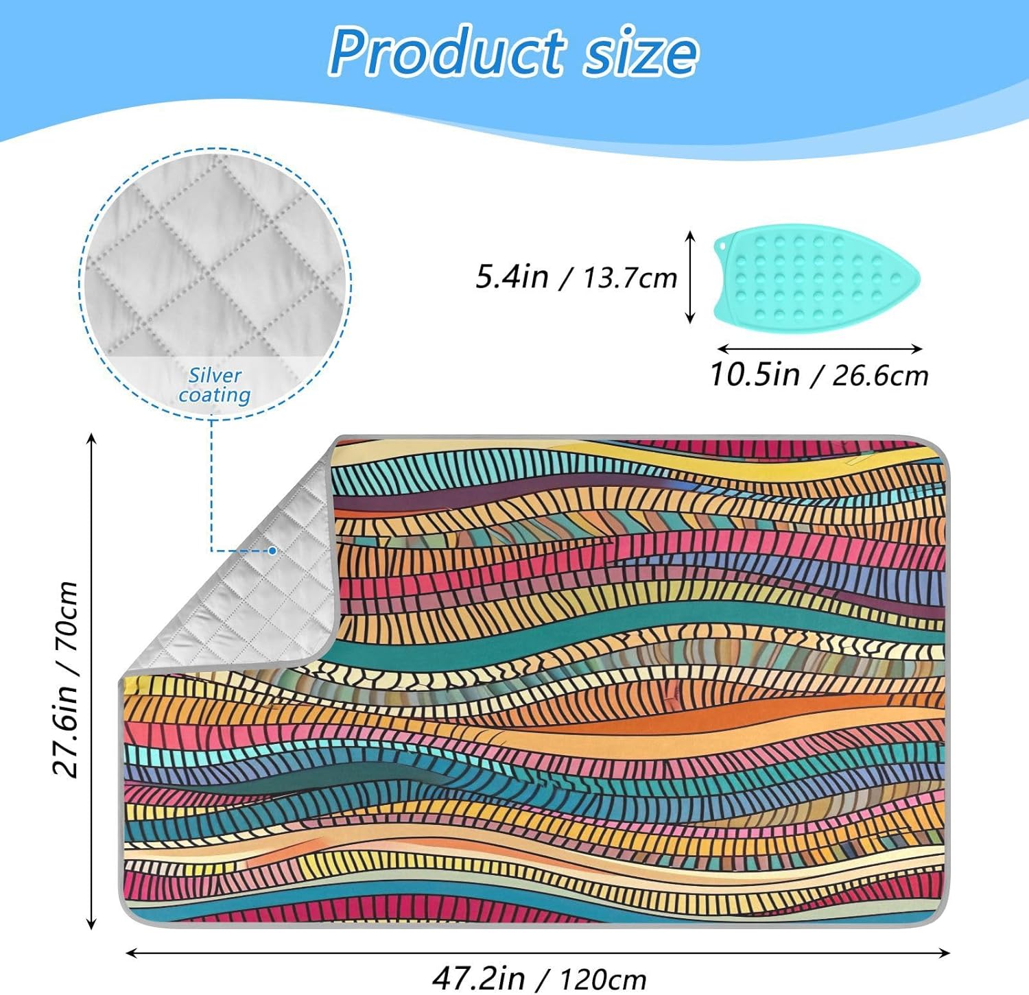 GAIGEO Wavy Portable Ironing Pad with Heat Resistant Silicone