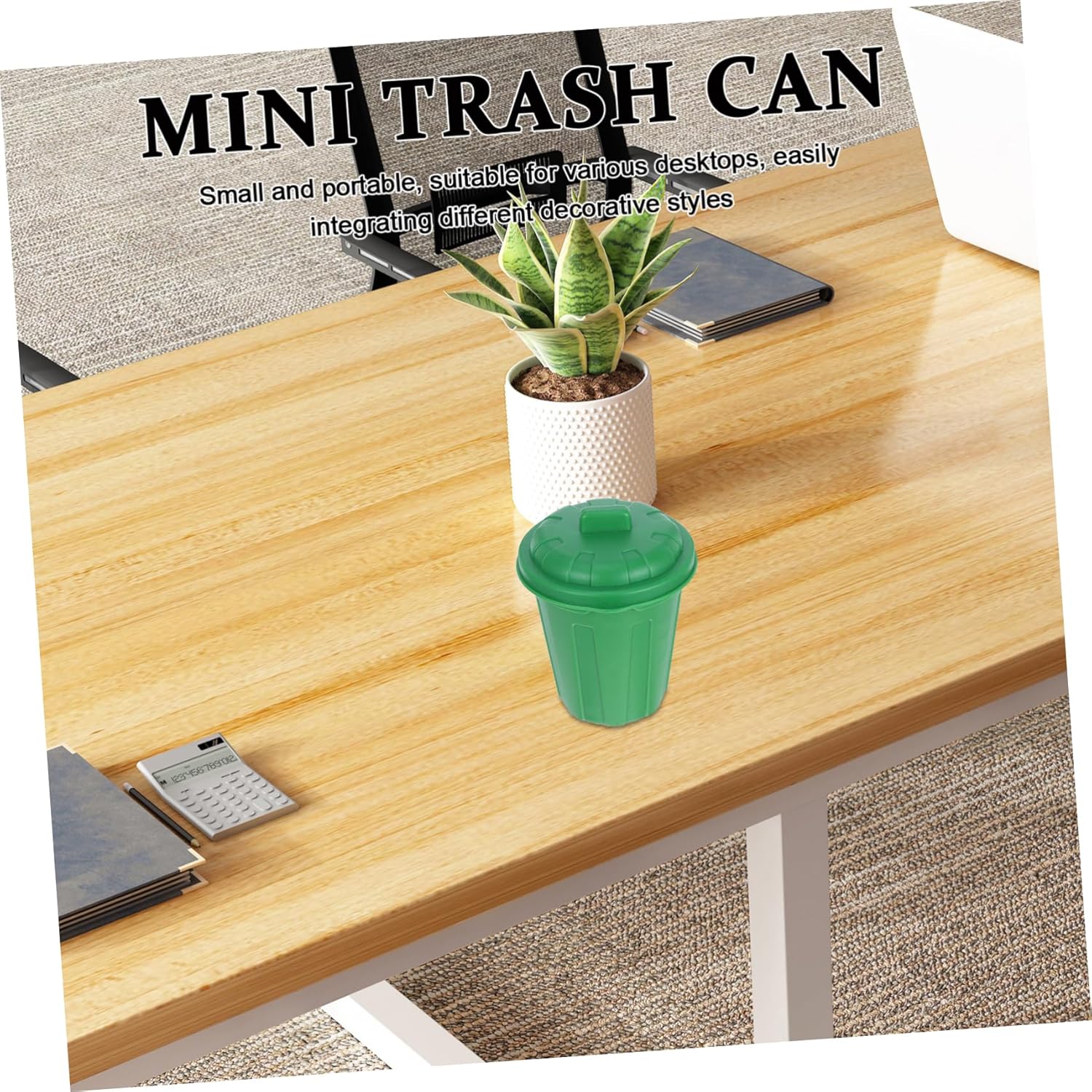 Sosoport 10Pcs Green Mini Trash Can for Desk Organization