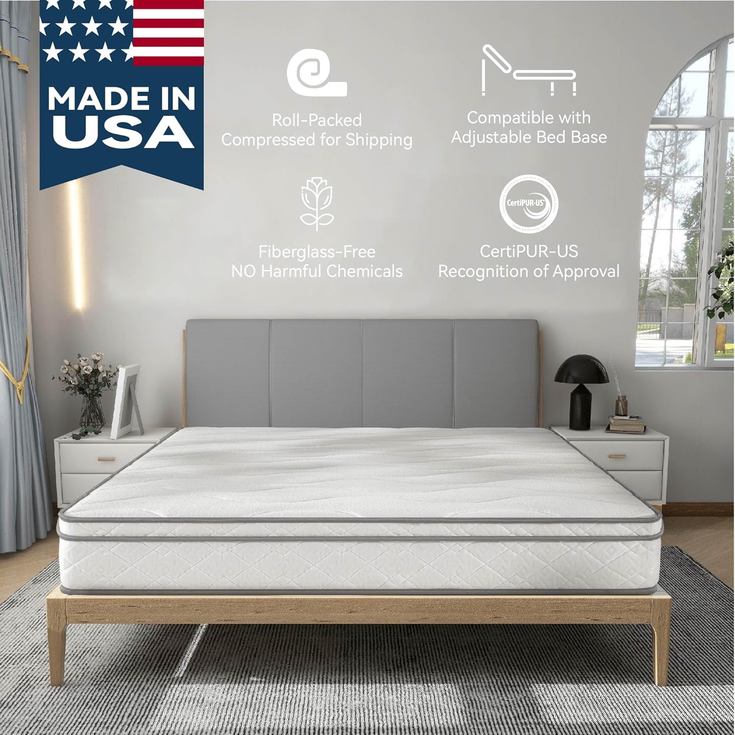 FLEXISPOT 12 Inch Hybrid Mattress In A Box with Gel Memory Foam