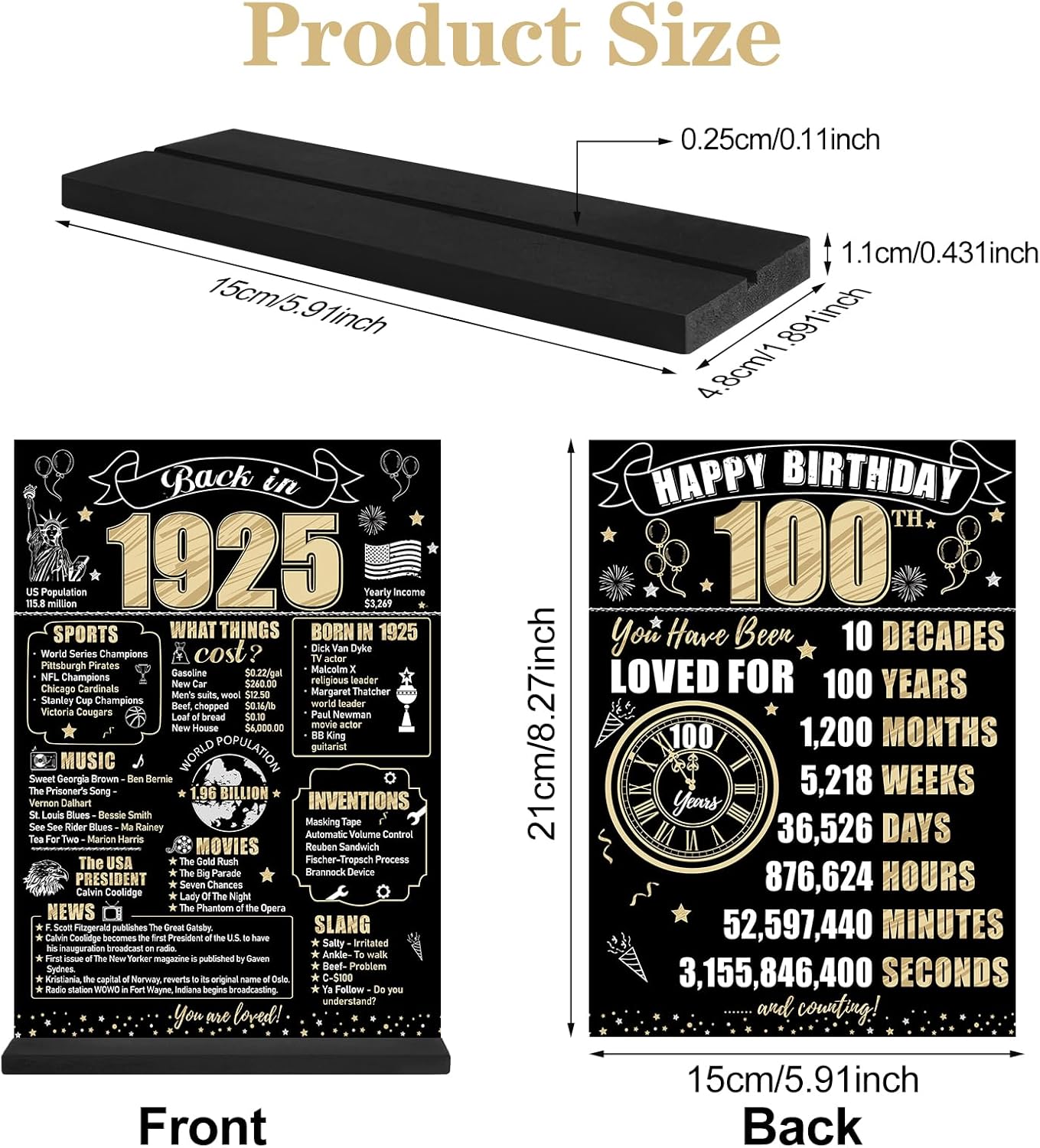 Eiurteao 100th Birthday Table Sign with Stand