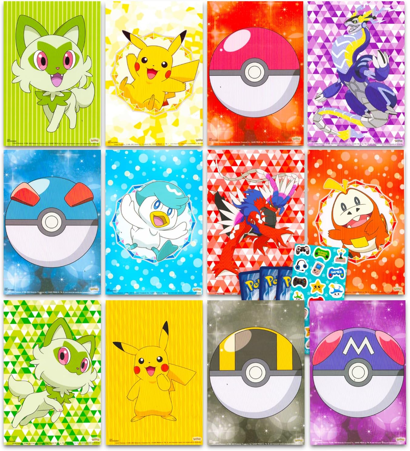 Mini Pokemon Poster Set with 12 Posters and Stickers