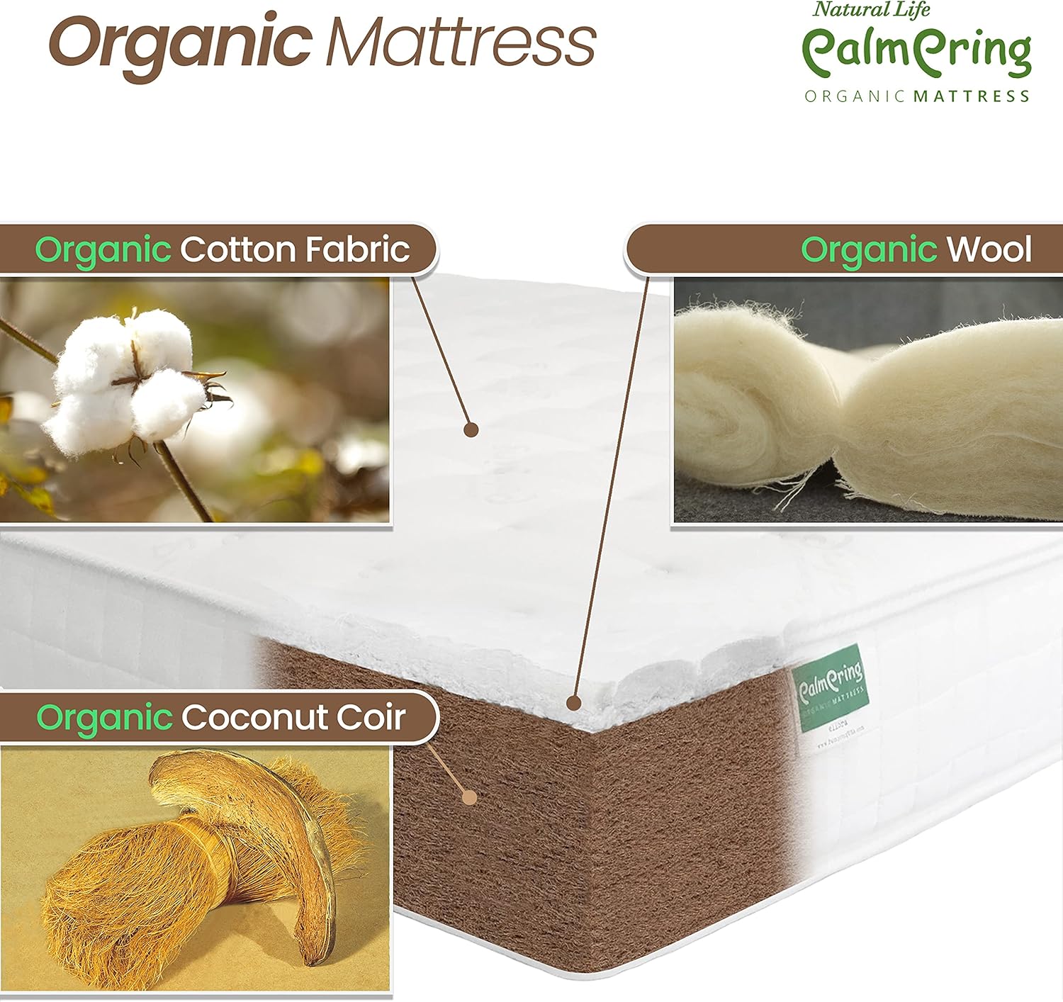 Cambay Twin Mattress Extra Firm 8 Inch Organic Coconut Coir